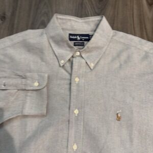 Polo Ralph Lauren Yarmouth Button Down Solid Long Sleeve Gray 17.5/33